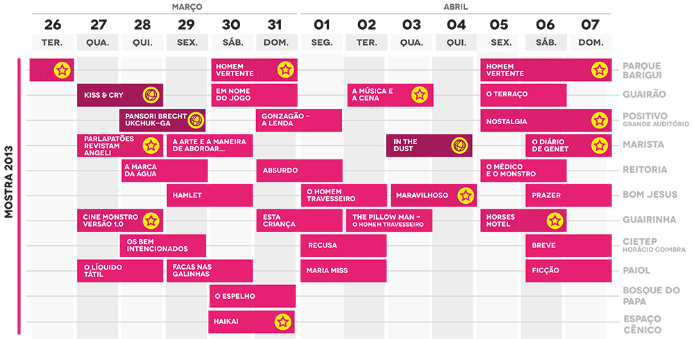 Programação da grade oficial foi divulgada hoje